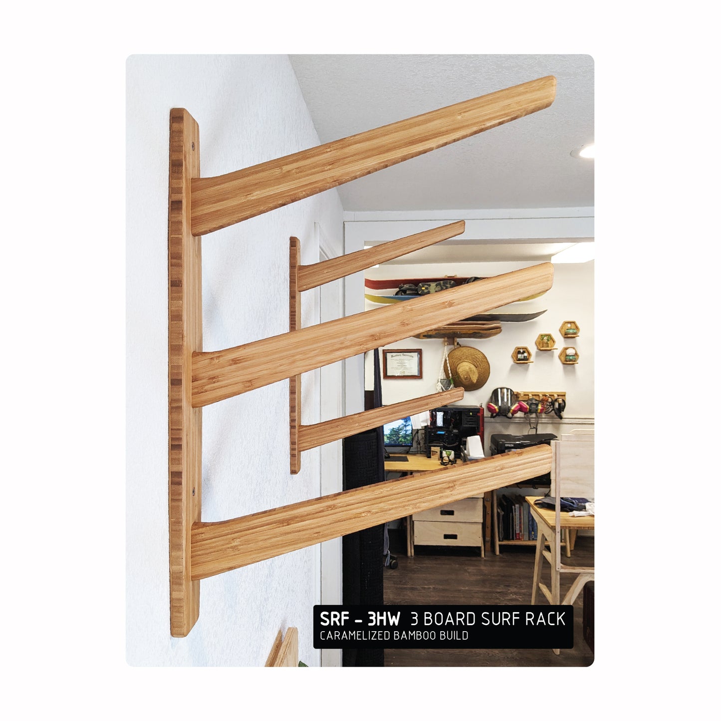 Wall Mount Surf Rack / 3 Board Surf Rack / Wood Surf Rack