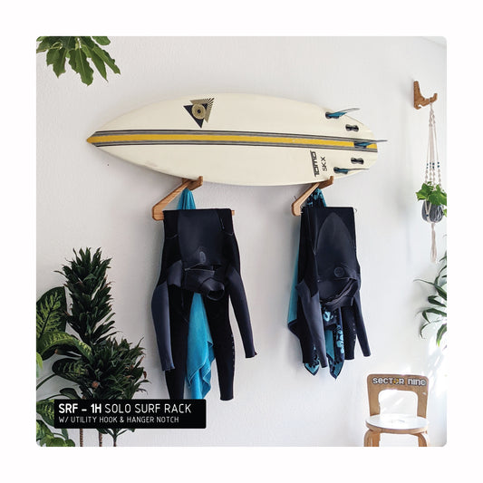 Solo Surf Rack / Wall Mount Surf Rack / Wall Mount Surfboard Rack / Bamboo Surf Rack