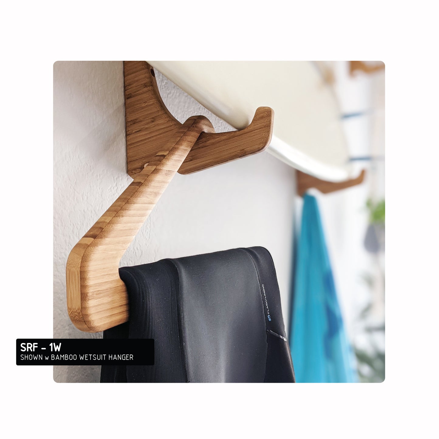 Solo Surf Rack / Wall Mount Surf Rack / Wall Mount Surfboard Rack / Bamboo Surf Rack